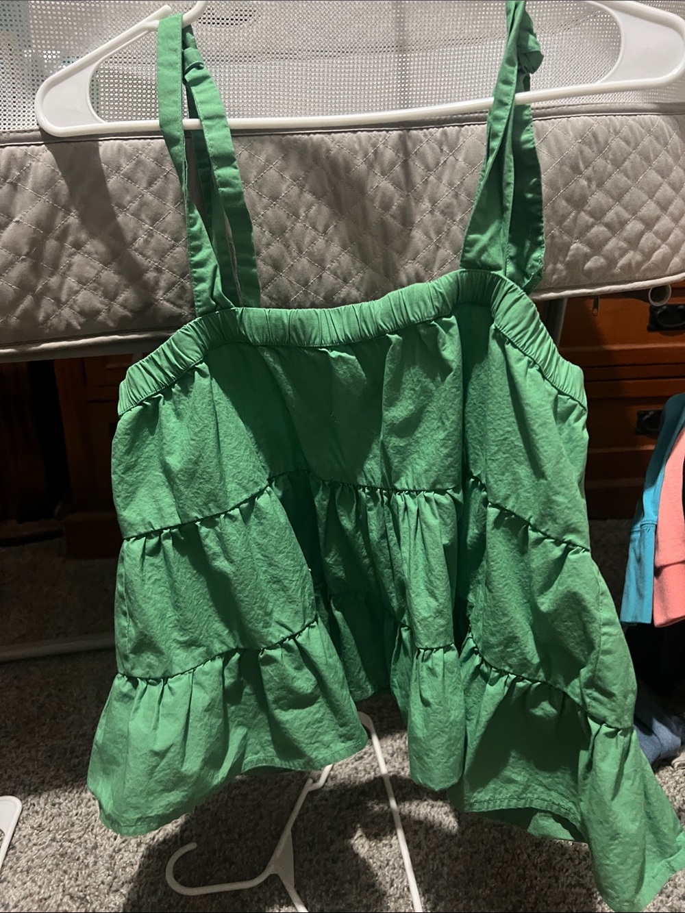 American Eagle Outfitters Green Tiered Ruffle Tank Top